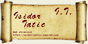 Isidor Tatić vizit kartica